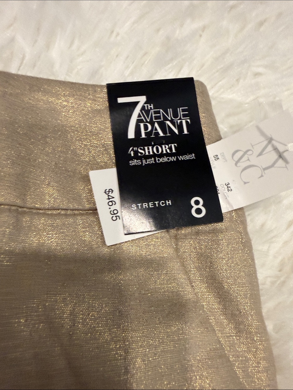 New York & Company Metallic Gold Cuffed Bermuda Shorts - Picture 2 of 7